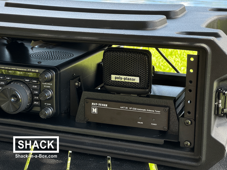Close-up view of the mAT-30 Autotuner mounted in the HVU1-991A Go Box