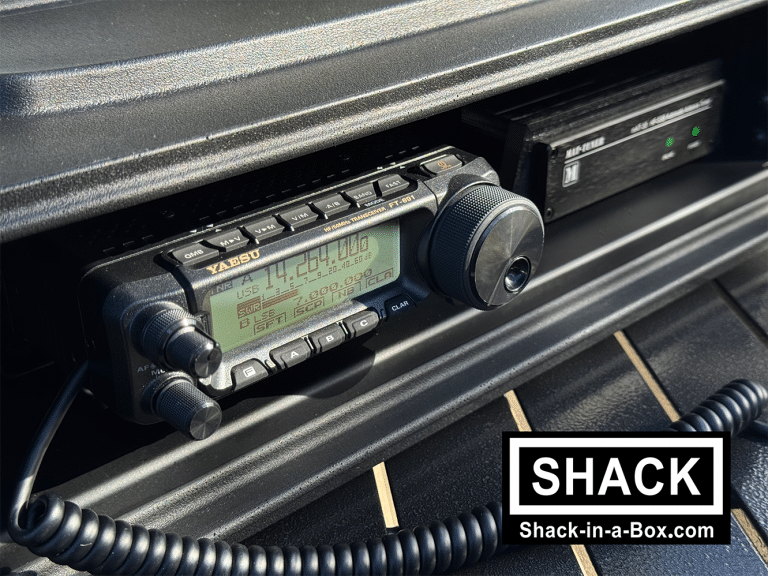 Close-up of Yaesu FT-891 and mAT-30 autotuner in the HF1-891 Go Box
