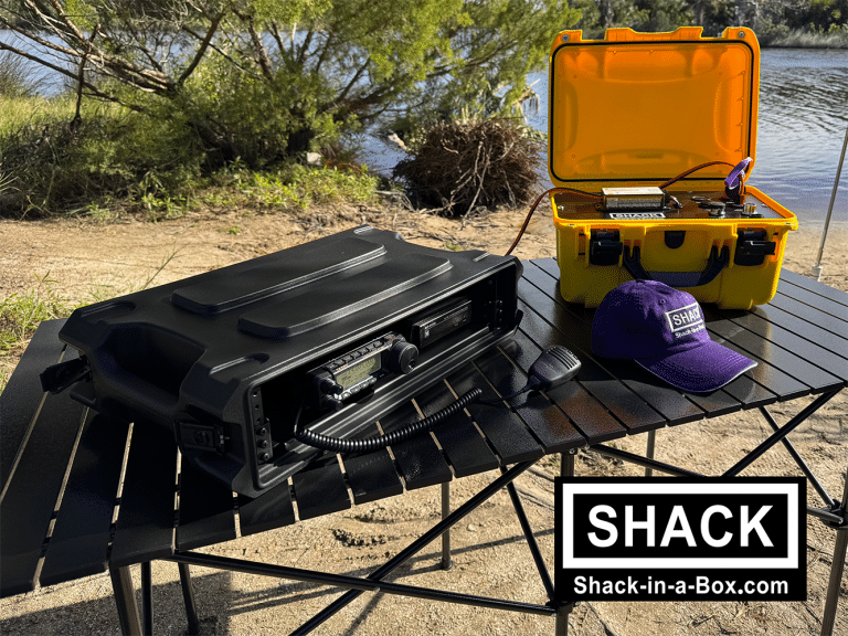 Wide-angle view of the HF1-891 Go Box and Solaris power system on a camp table