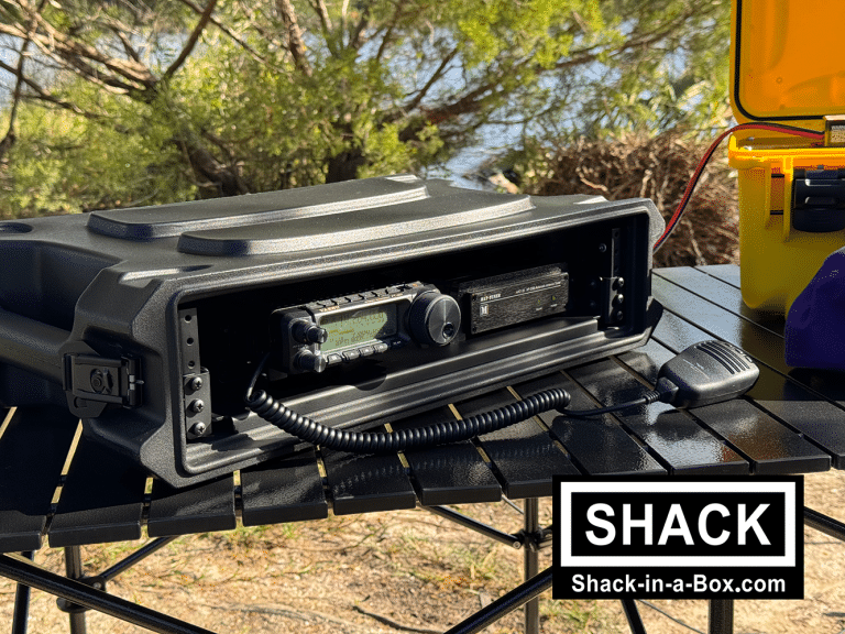 Close-up of the HF1-891 HF Go Box with Yaesu FT-891 and mAT-30 autotuner