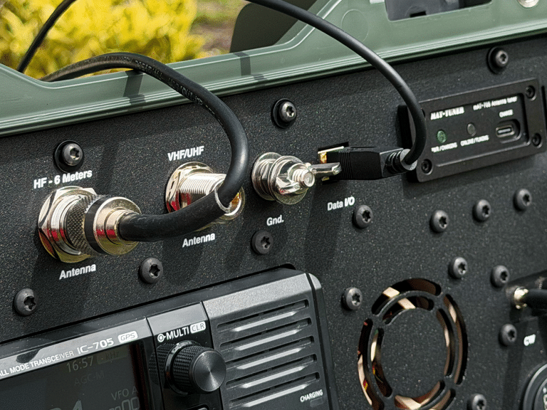 Rear I/O panel of the IC-705 Grab-and-Go Box